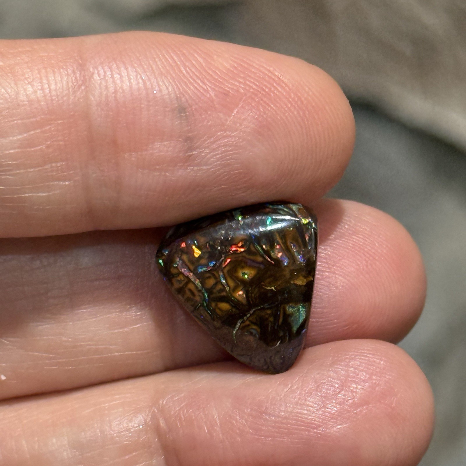 10.2ct 15.6×14.5×5.2mm Colorful Australian Koroit Boulder Opal Cabochon Gem