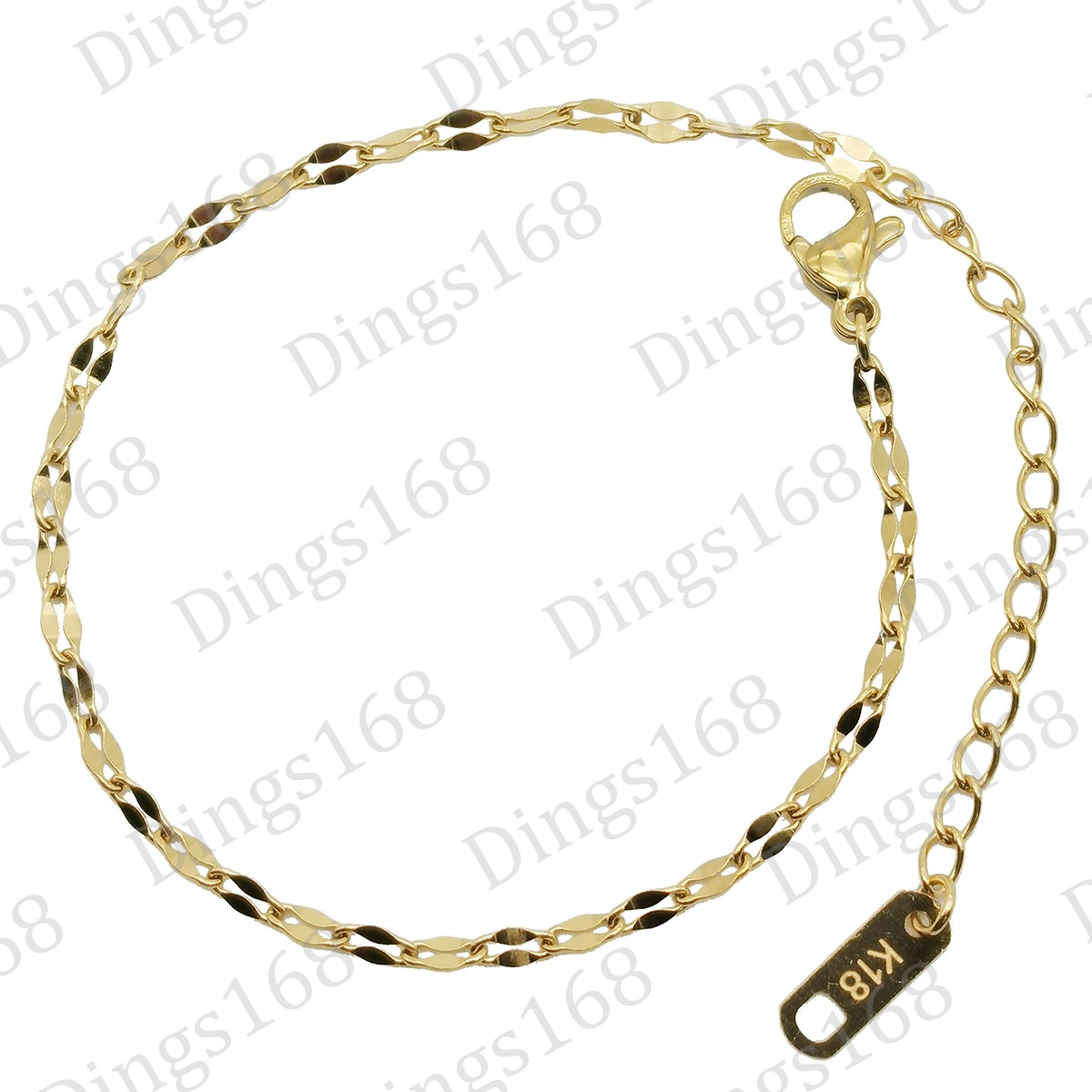 Men&Women’s Real 18K Gold Filled 2mm Italian Shiny Lip Shape Link Chain Bracelet