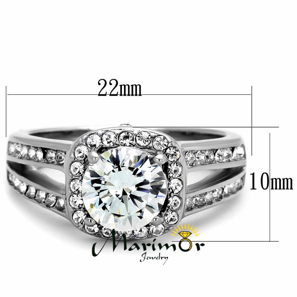 2.95 Ct Halo Round Cut CZ Stainless Steel Engagement Ring Band Women’s Size 5-10