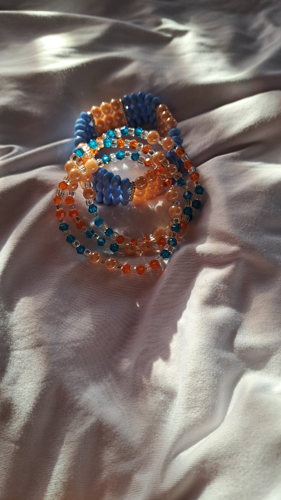 Maasai Blue & Yellow Beaded Stretchy Bracelet Handmade Kenya Africa Authentic