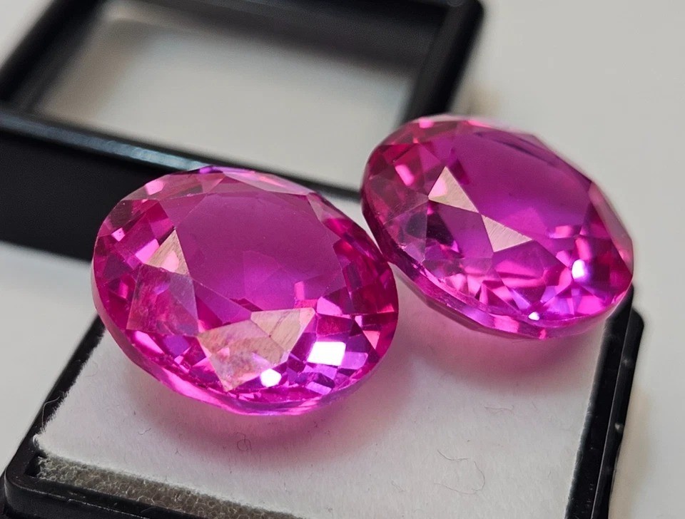 Beautiful Round Cut Pink Sapphire 36-37Ct Natural Pair Jewellery Making Gemstone