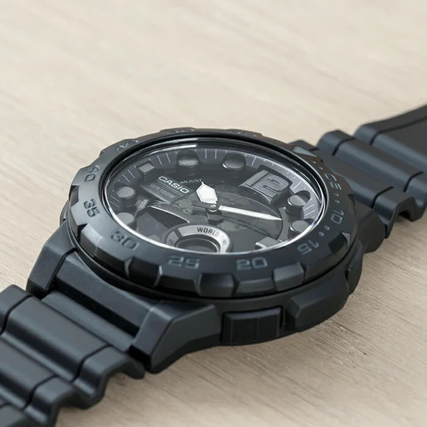 Casio AEQ100W-1B Men’s Quartz Analog-Digital Black Resin Band New from Japan