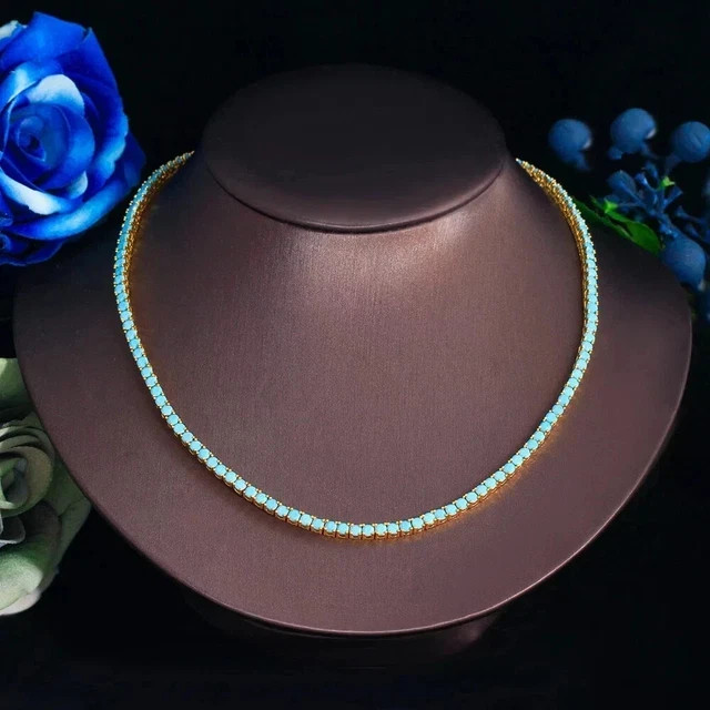 20TCW Round Cut Lab Created Diamond Tennis Necklace 14k Yellow Gold Plated