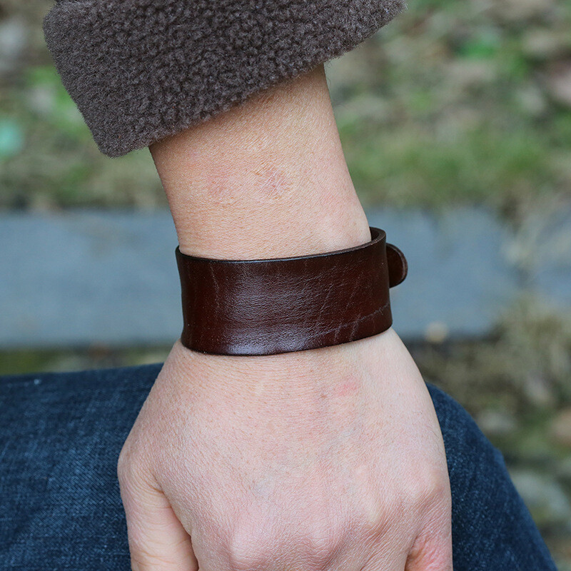 Men Women Punk Wide 3cm Leather Belt Wristband Bangle Cuff Bracelet Adjustable