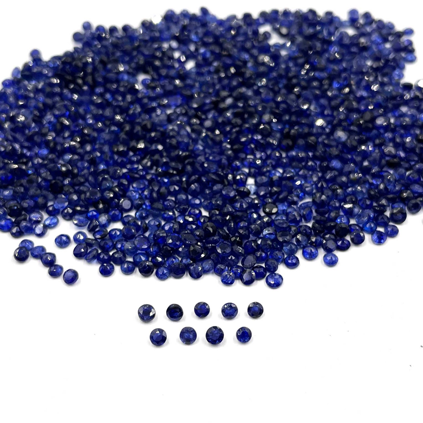 Fissure Filled Blue Sapphire Round Cut 2.5 MM Lot 50 Pcs