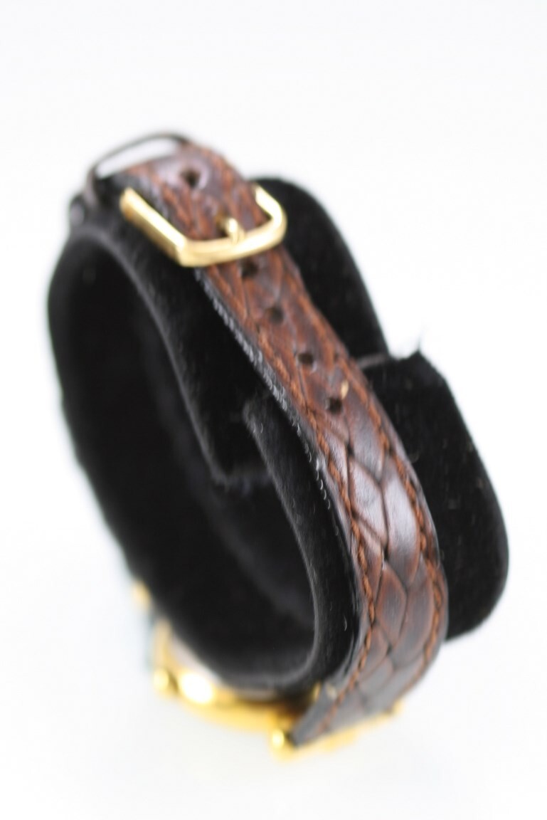 LA Express Watch Women Gold Stainless Steel Leather Brown WR White Batt Quartz
