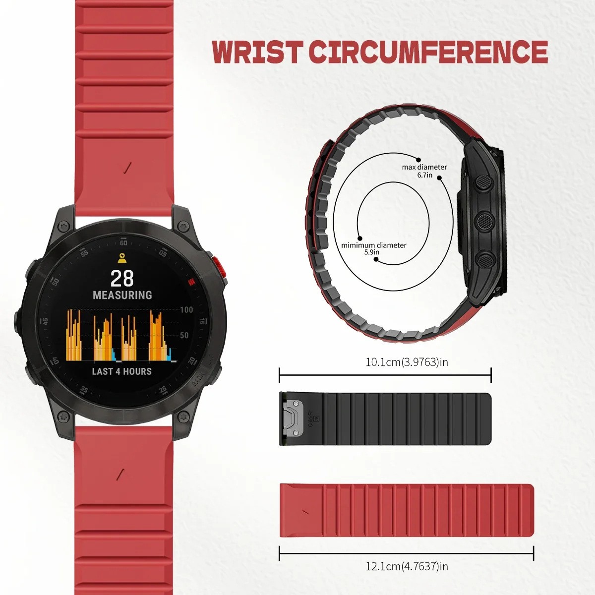 Silicone Watch Strap Flexible Waterproof Durable Band for Garmin Fenix7X/6/5