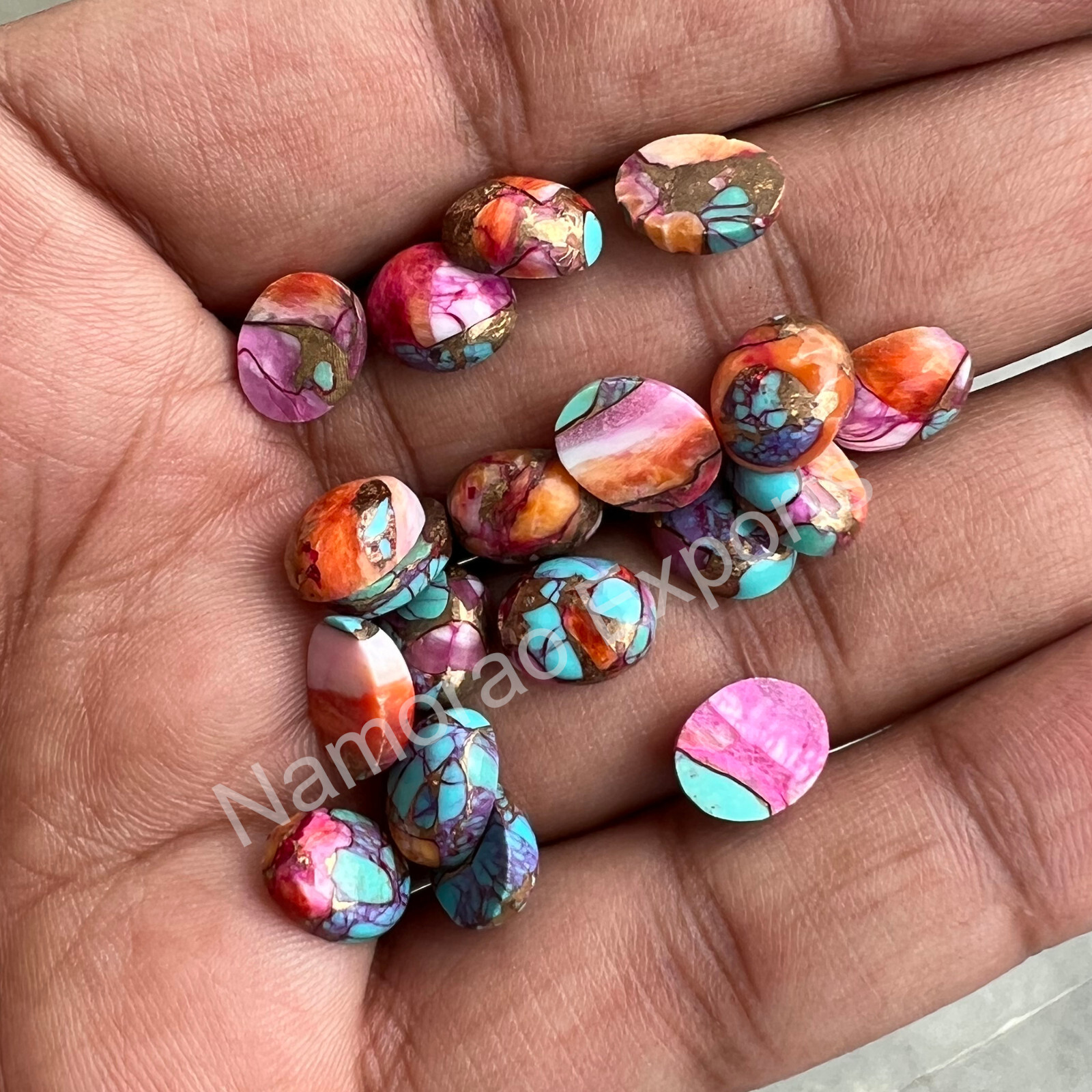 Pink Spiny Oyster Copper Turquoise Oval 6×8 to 18×25 mm Cabochon Loose Gemstone