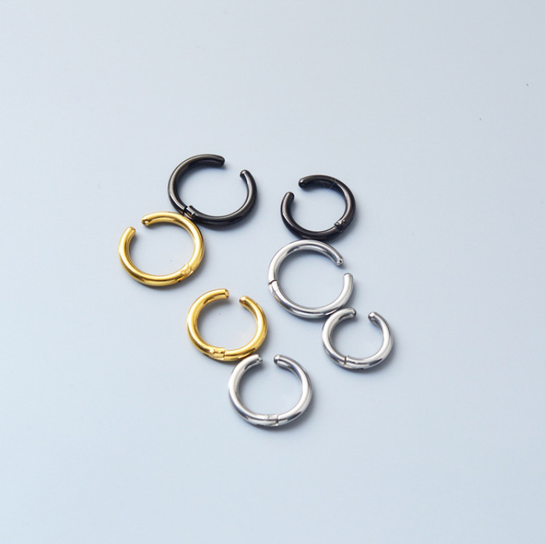 Men Women Stainless Steel Clip On Non-Piercing Fake Hoop Earrings Ear Nose