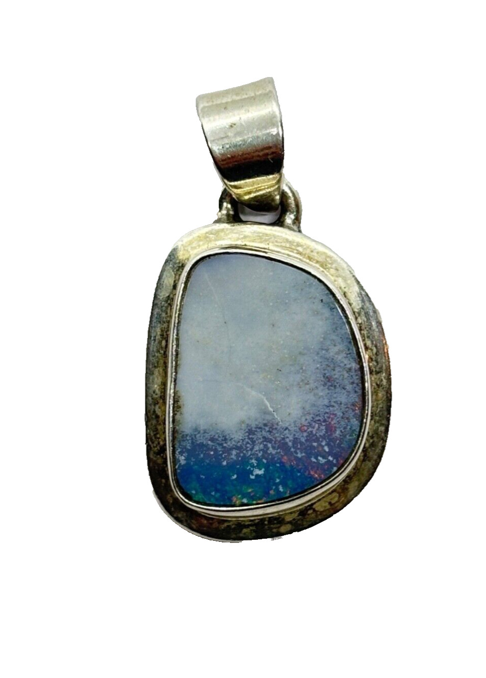 Sterling Silver Mounted Opal On Ironstone Pendant 5.7 grams