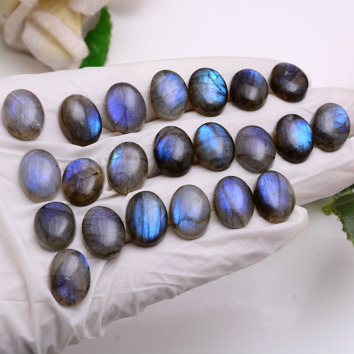 11 Pcs Natural Labradorite Blue Shine 16mmx12mm Oval Cabochon Loose Gemstone Lot