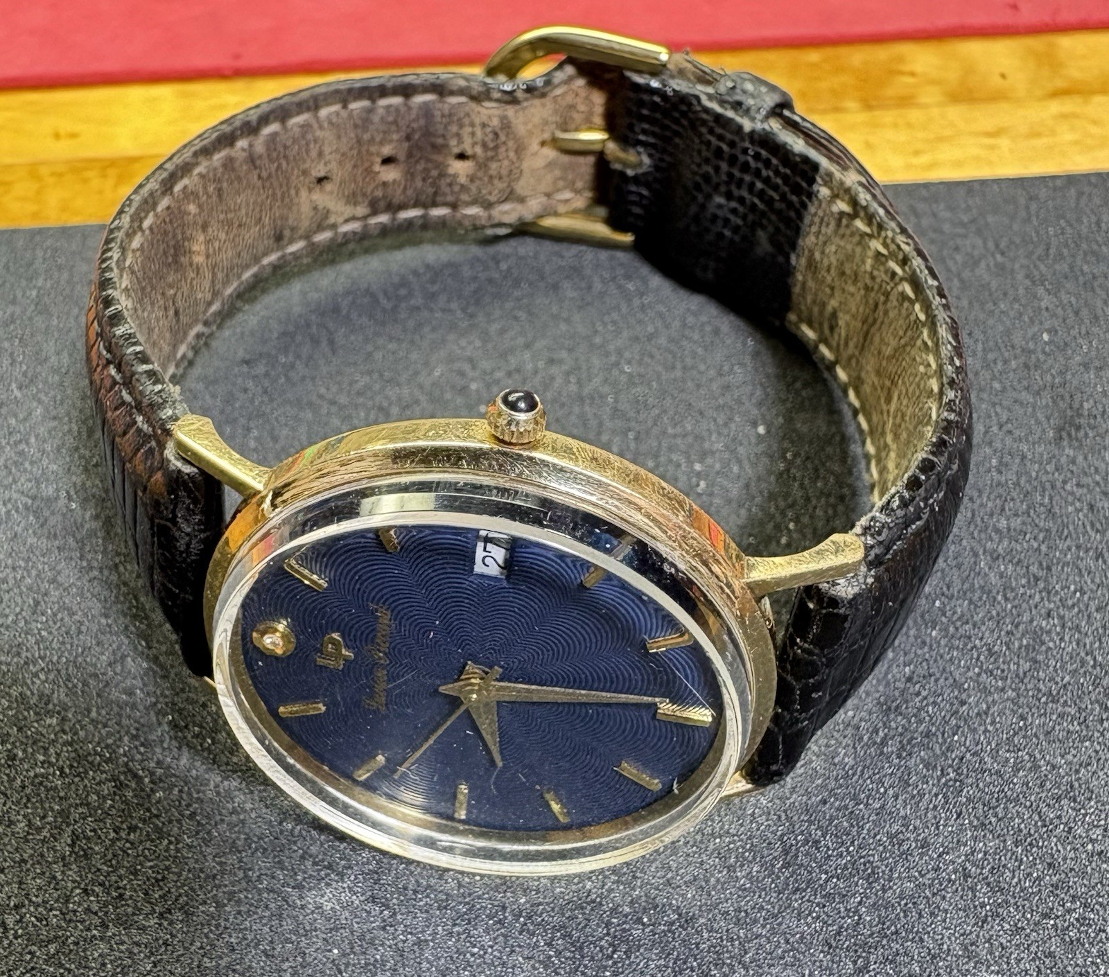 Lucien Piccard 22478 14K Solid Gold 34mm Swiss Quartz Diamond Watch Runs