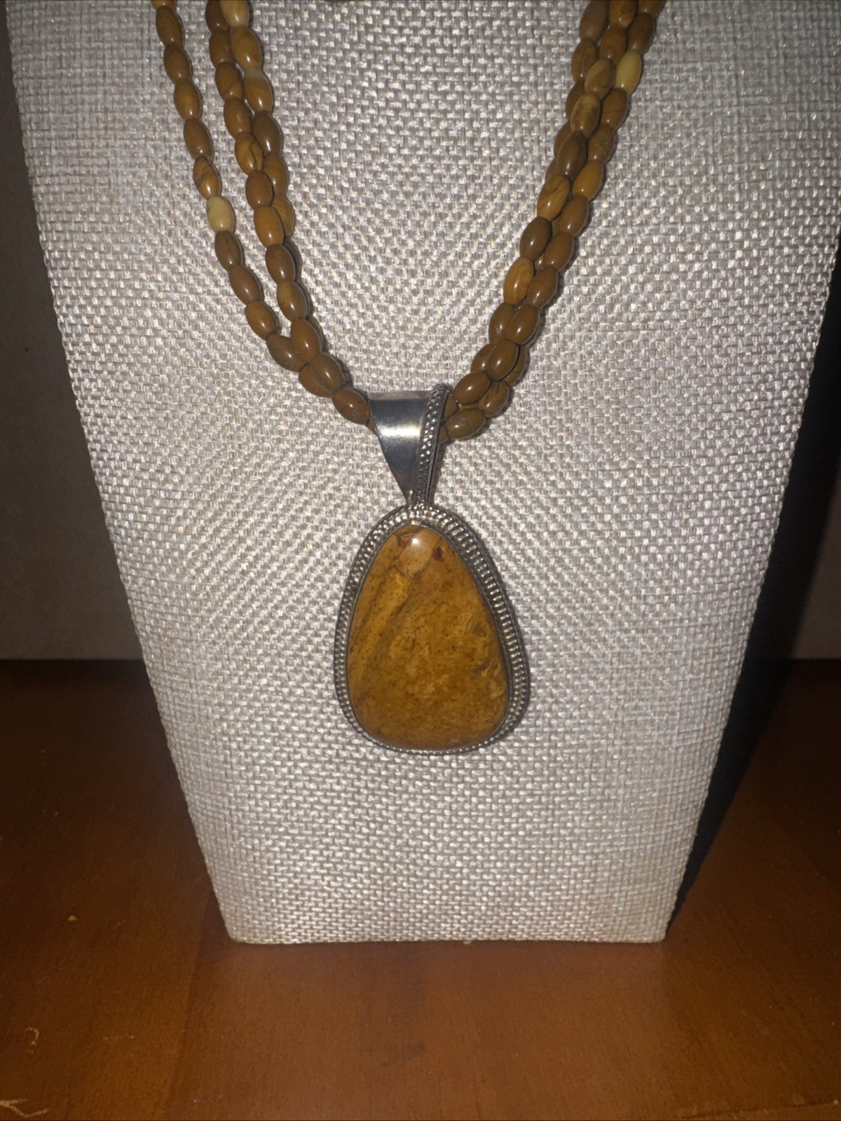 Mine Finds Jay King DTR Tan Jasper 3-Strand Necklace with pendant & earrings