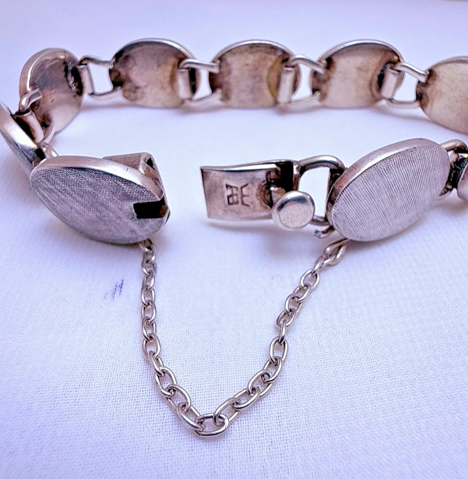 Vintage Belgiorno 900 Silver Modernist Oval Link Bracelet 1970s Argentina 7.25in