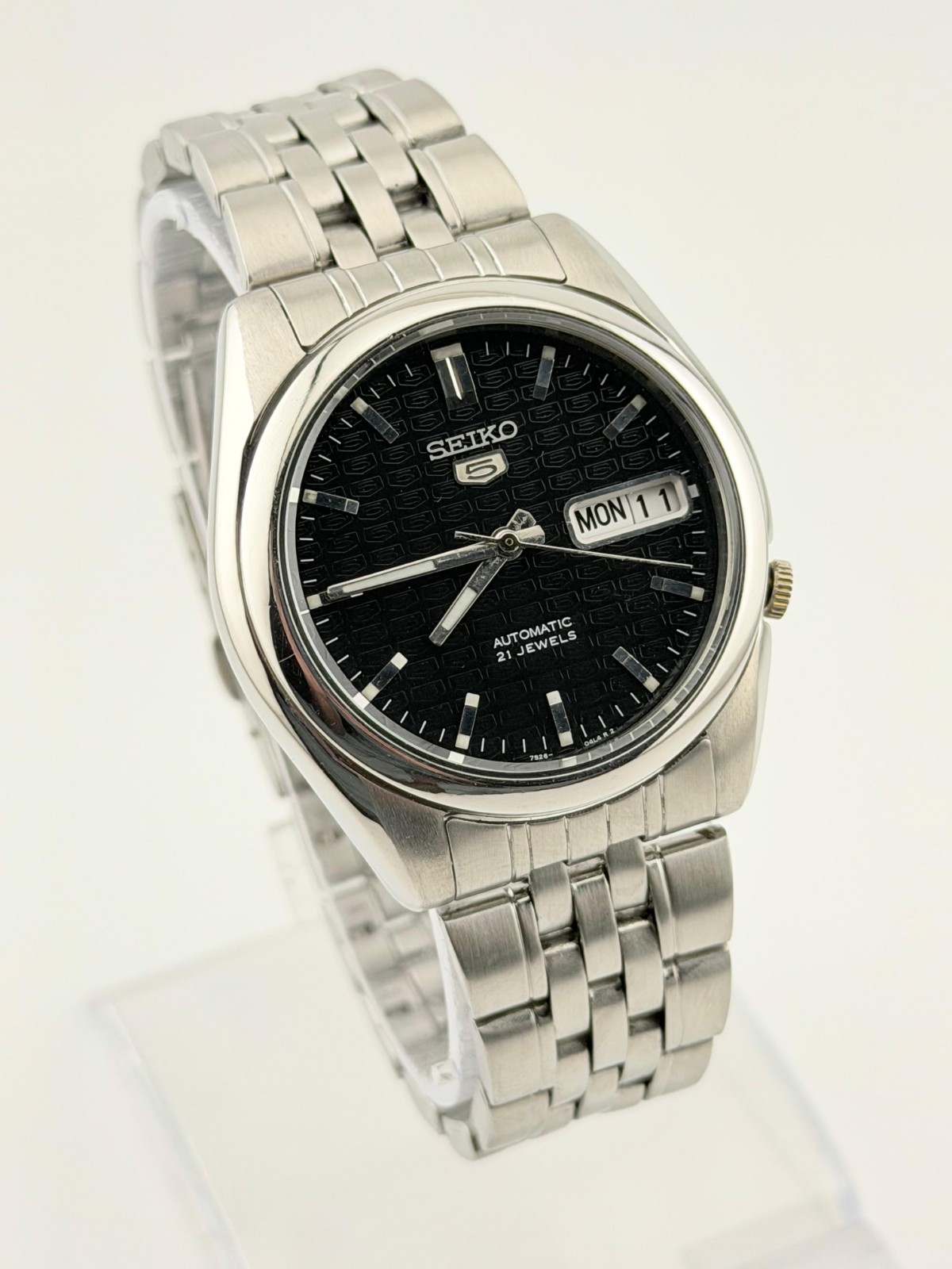 Vintage Seiko 5 Automatic Watch SNK361 Black Dial Men’s Wristwatch 7S26 Movement