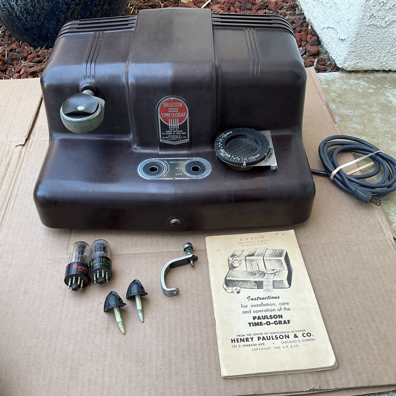 Vintage 1950 Paulson Time-O-Graf Watch Rate Recorder for Parts/Repair
