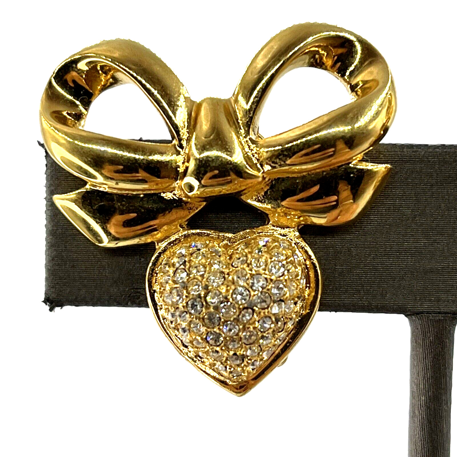 Vintage Elizabeth Taylor Earrings Gold Plated Diamante Crystal Heart Earrings