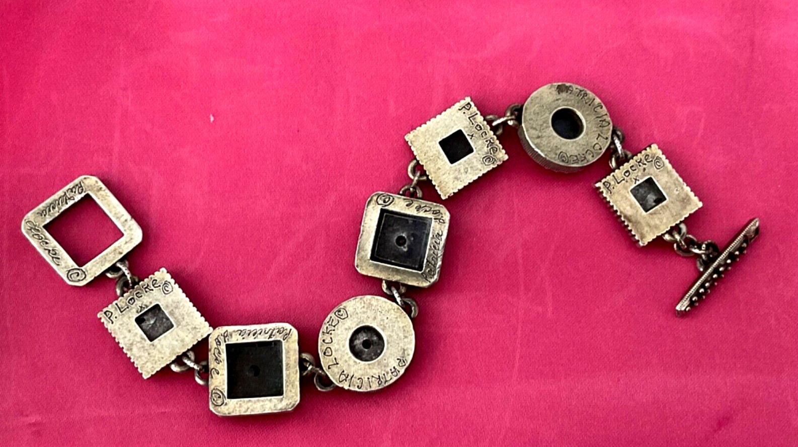 Vtg 80s PATRICIA LOCKE Silver Tone BRACELET & EARRINGS Stones & Crystals