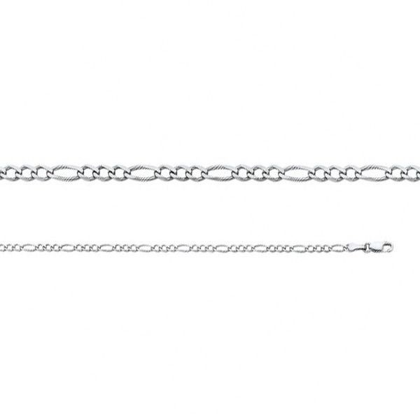 14k White Gold Concave Figaro Chain Necklace Italy Solid Link 2.7mm 18″ 20″ 22″