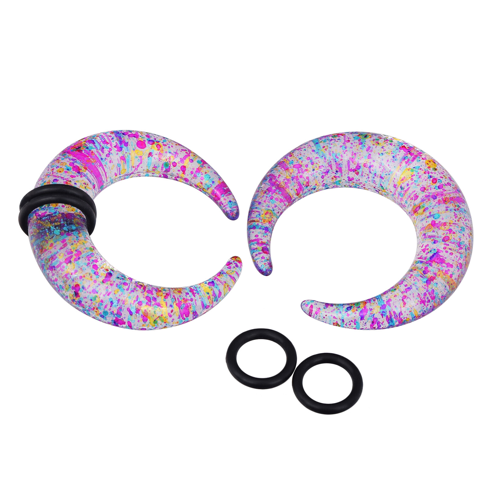 16Pcs Acrylic C Shaped Taper Pincher Septum Rings 14G-00G Gauges Piercing Kit