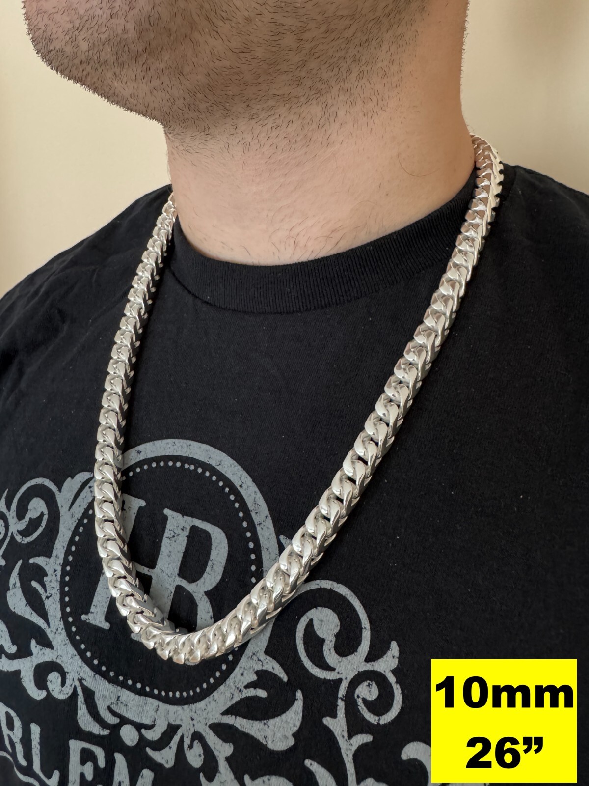 Handmade Franco Chain Necklace Real 925 Silver Box Clasp 4mm-10mm Thick Mens