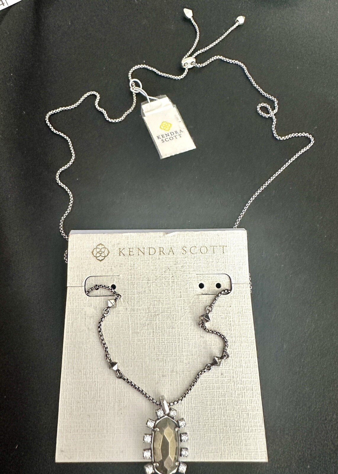 Kendra Scott Axon Necklace Gunmetal Black Adjustable/ Slider