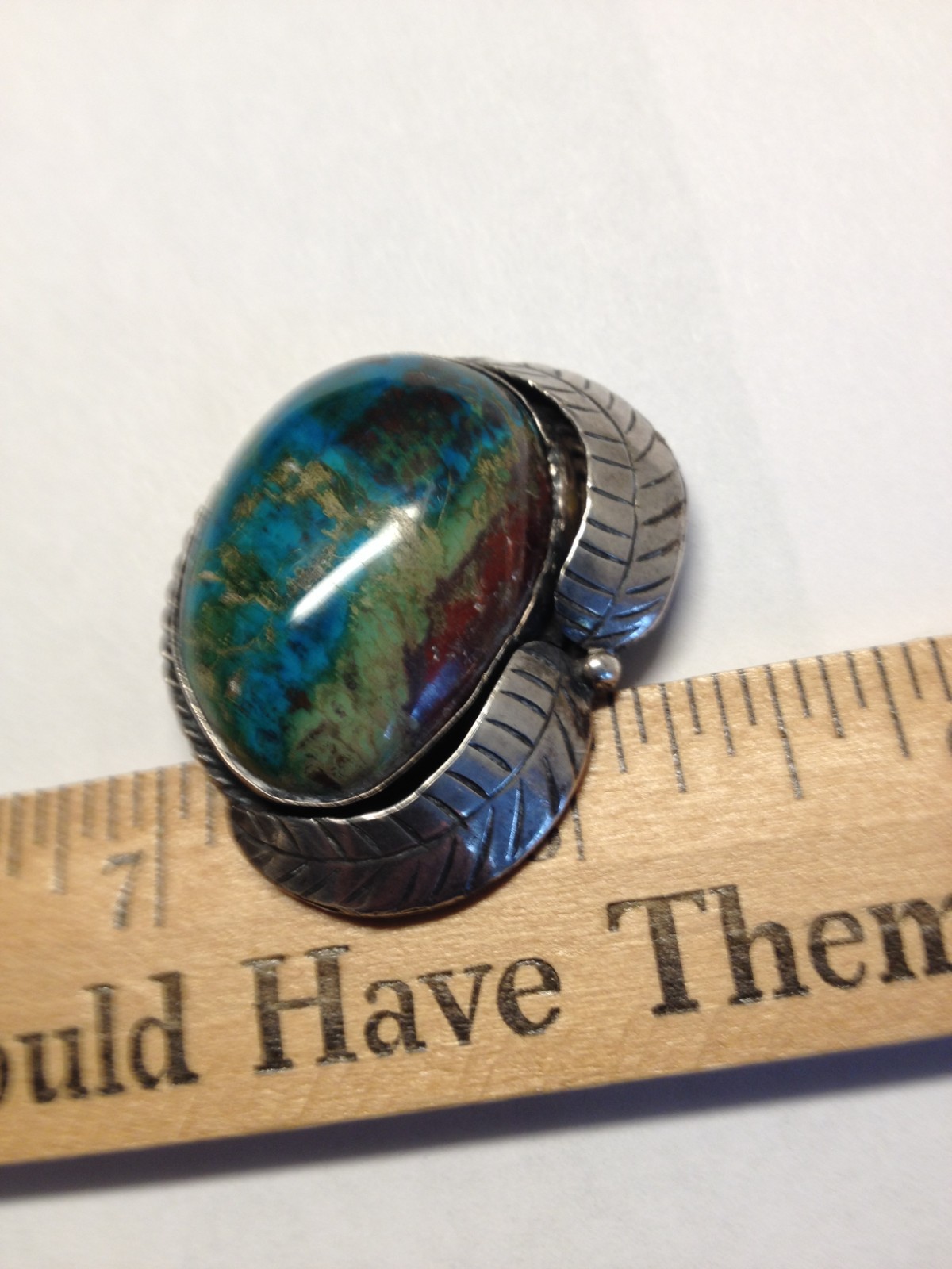 Vintage Turquoise ( Royston ) Blue Green Reddish Brown with silver Leaf