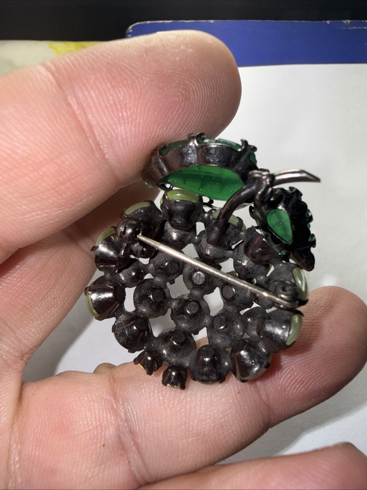 Brooch Pin Schreiner New York “Fantasy Lime” or “Green Strawberry” Unsigned Rare