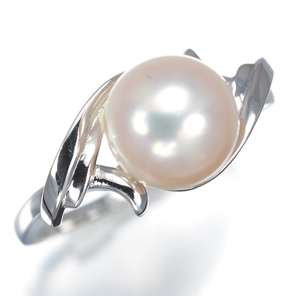 Auth Mikimoto Ring Akoya Pearl 8.3mm Solitaire US6-6.25 14K 585 White Gold