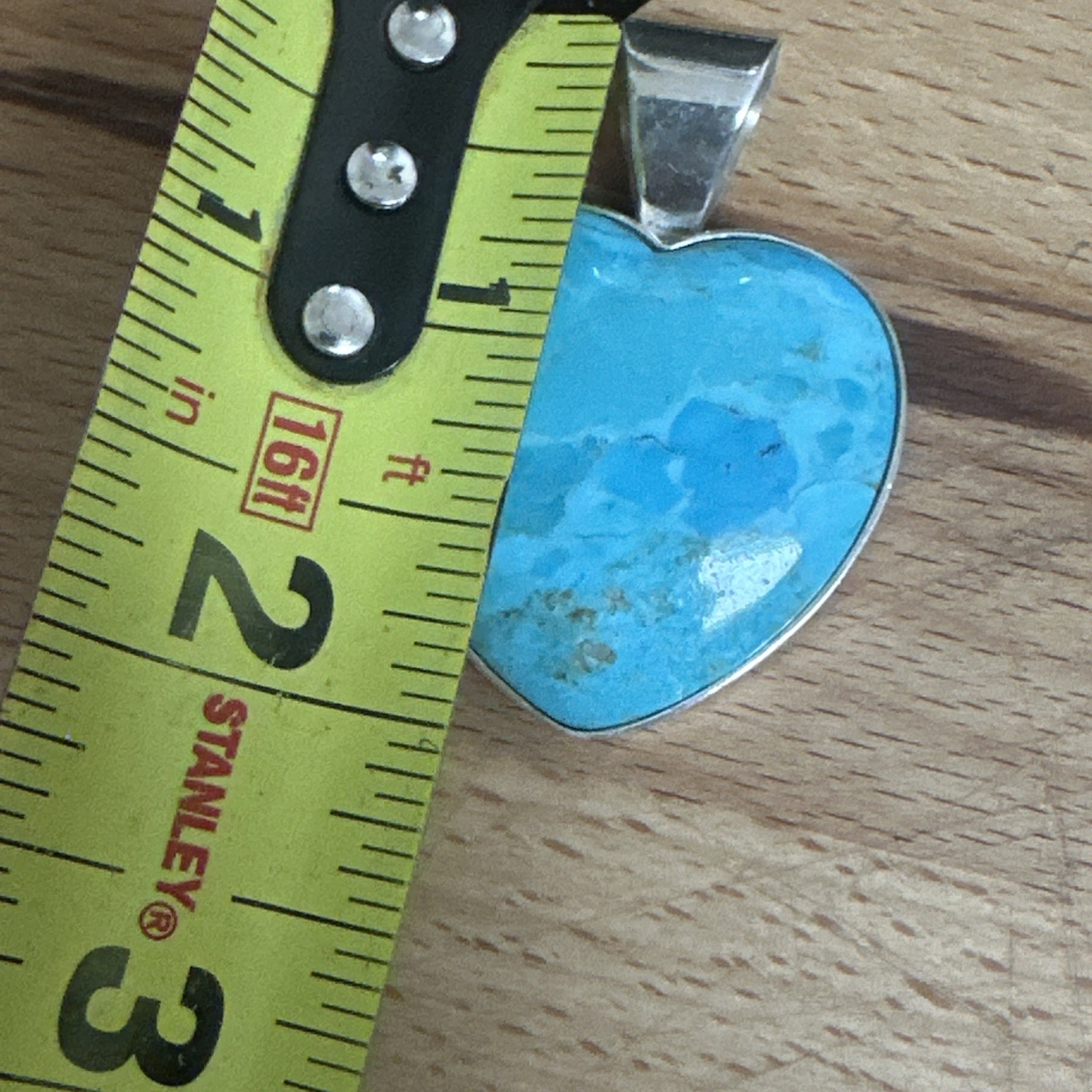 Jay King DTR Sterling Silver / 925 Turquoise Large Heart Pendant 2 1/8 in. Long