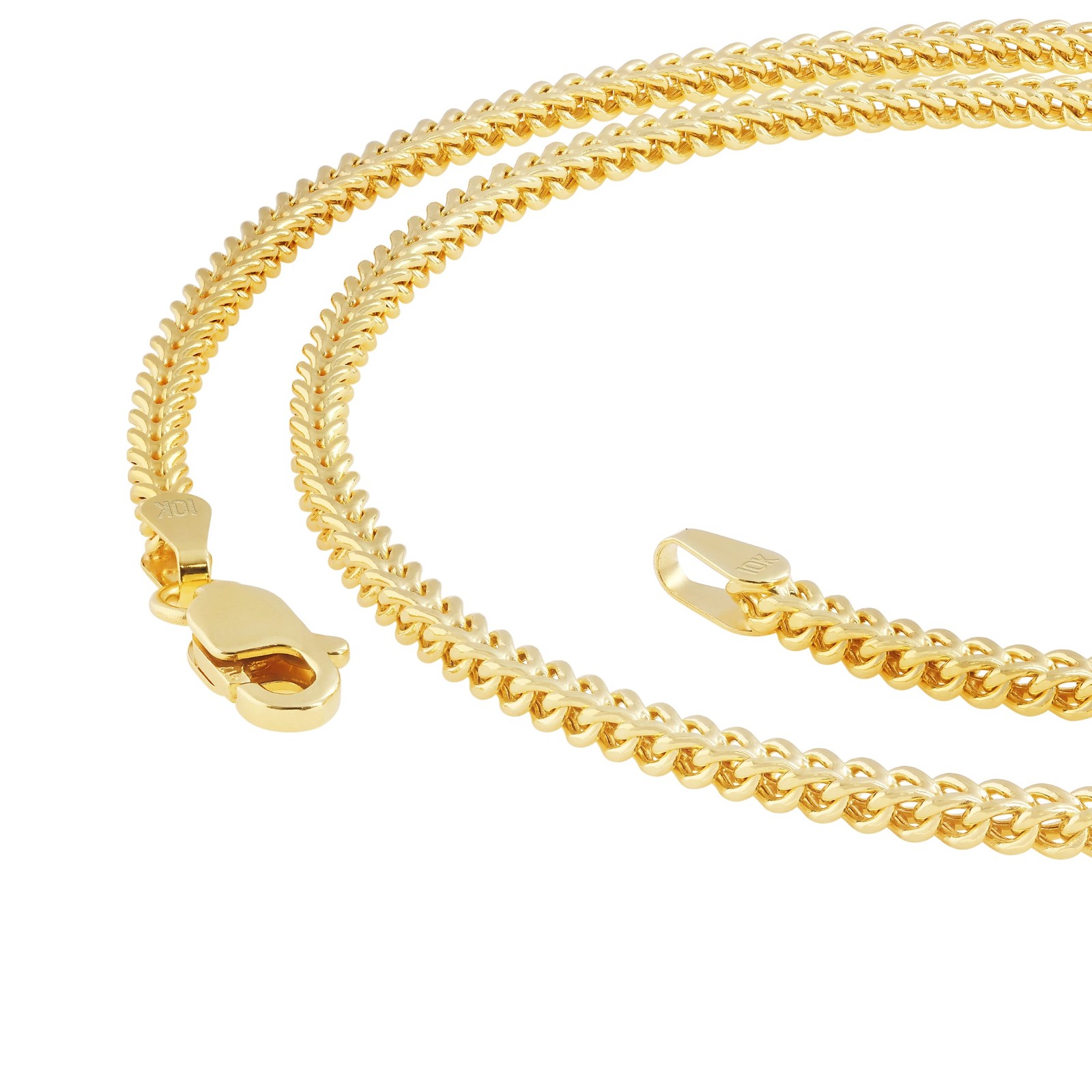 10k Yellow Gold 2.5mm Franco Box Bracelet Chain Mens Womens 7″ 7.5″ 8″ 8.5″ 9″