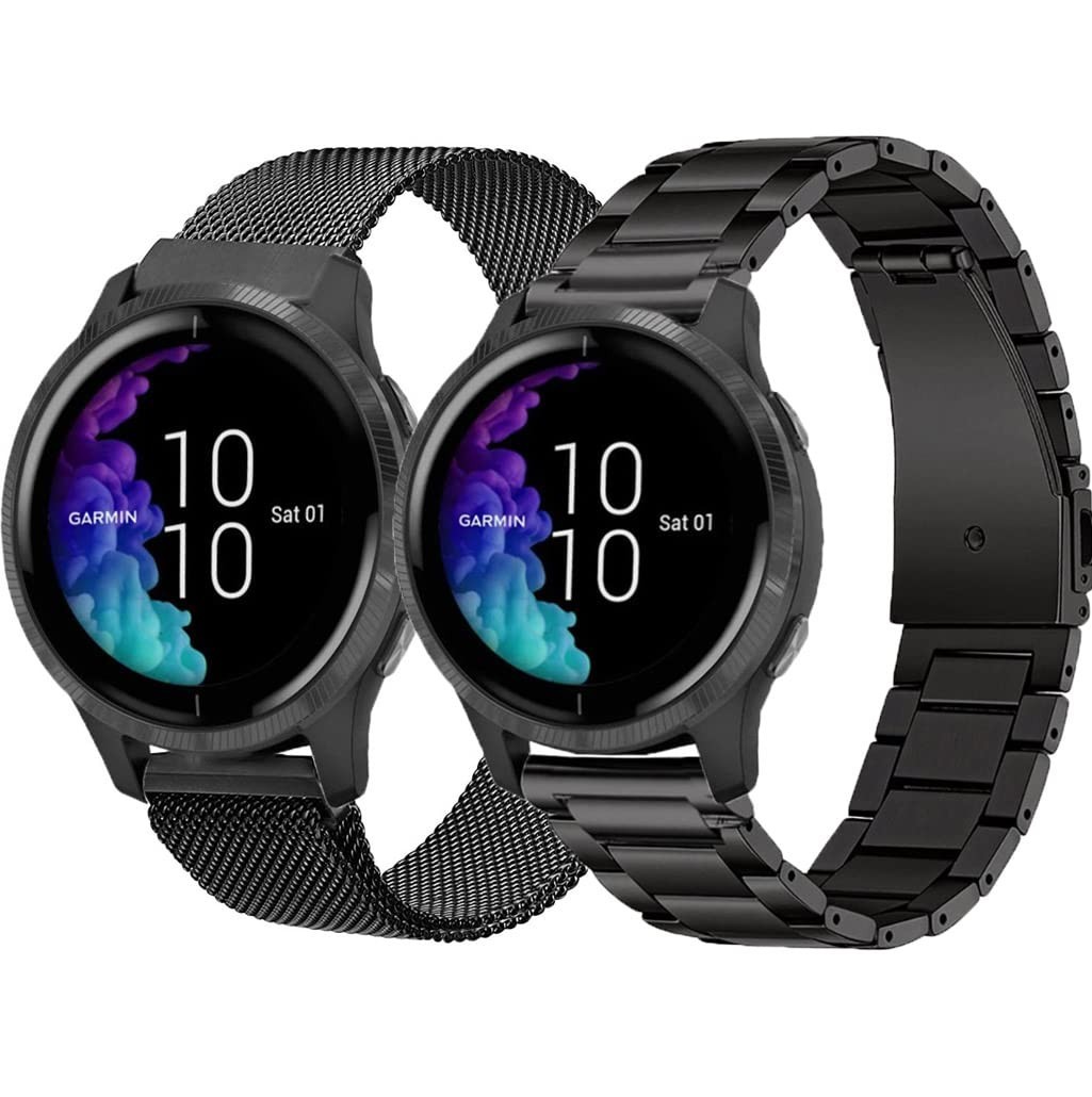 20MM Universal Mesh Loop Bracelet + Stainless Steel Band Strap For Garmin Watch