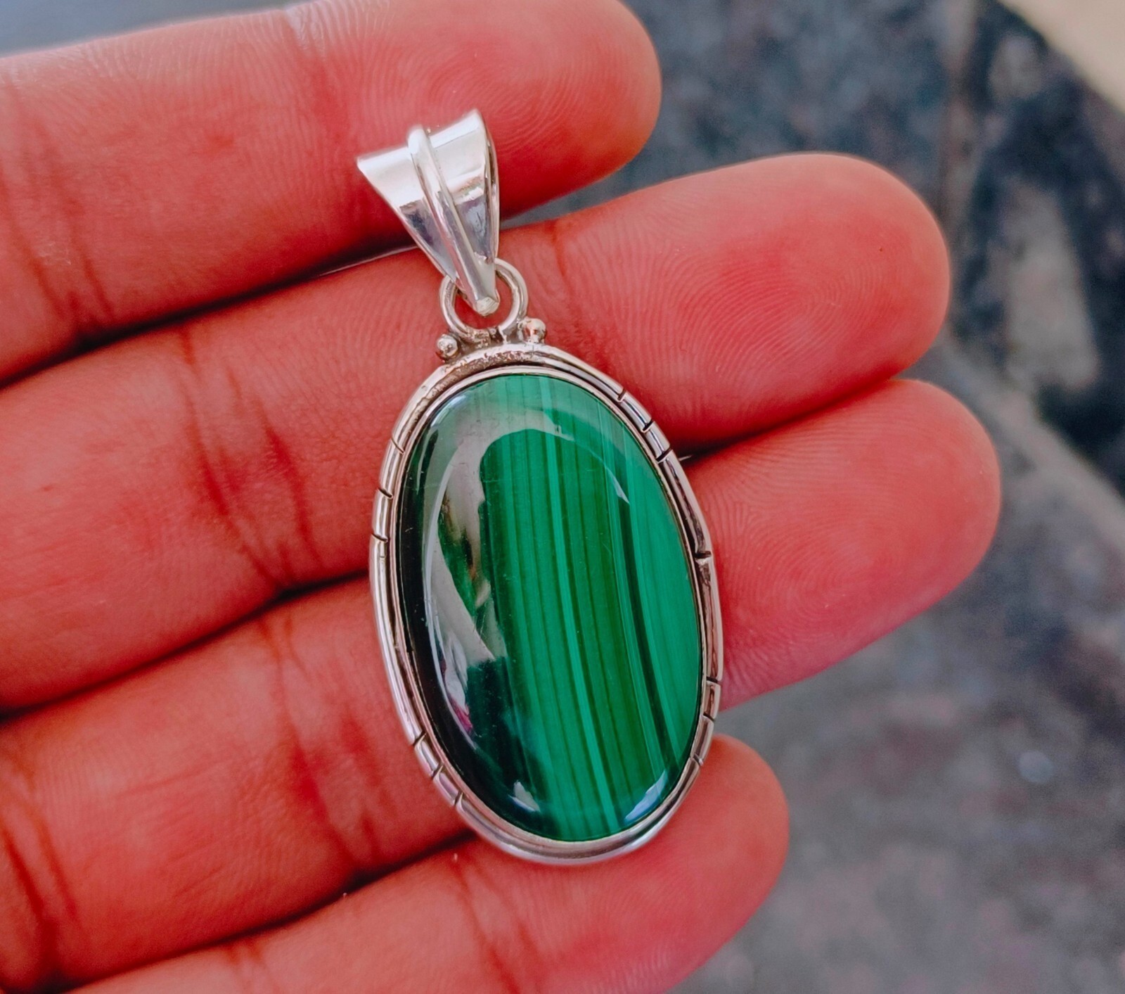 Beautiful Malachite Pendent 925 Sterling Silver Wedding Gift Jewelry Gift Her