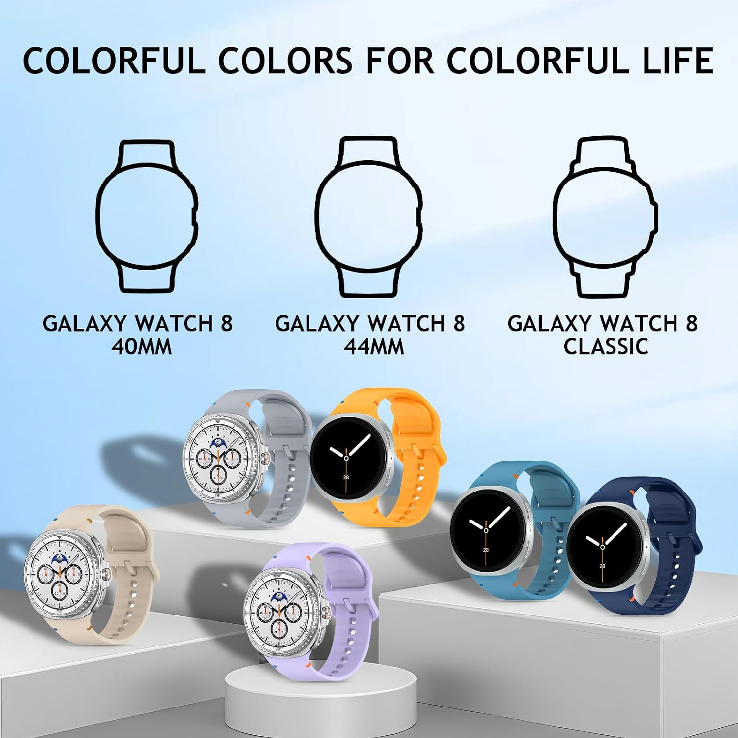4 Pack Silicon Bands Compatible with Galaxy Watch 8 40Mm 44Mm 8 Classic 46Mm