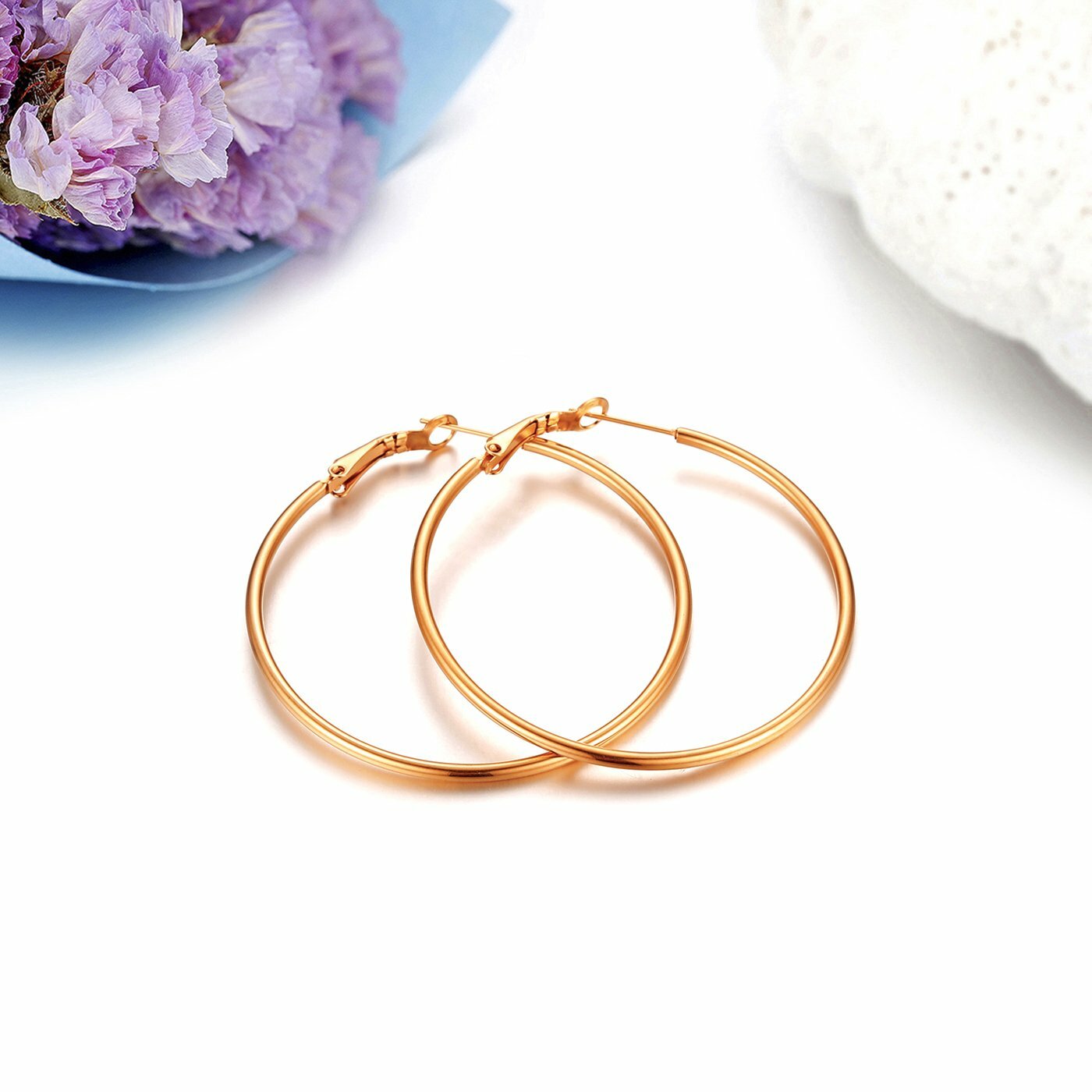 2pcs Women’s Polished Stainless Steel Big Hoop Dangle Drop Earrings Ear Studs