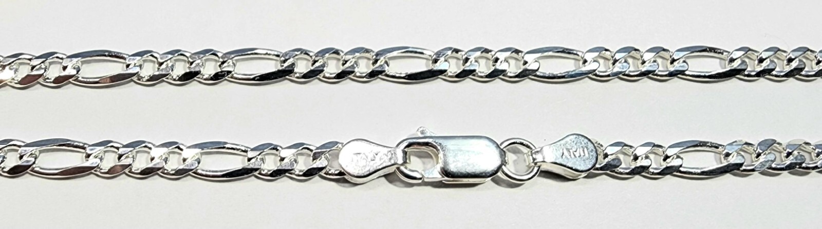 Figaro Link Ankle Bracelet 10 inch Long 925 Sterling Silver made in Italy