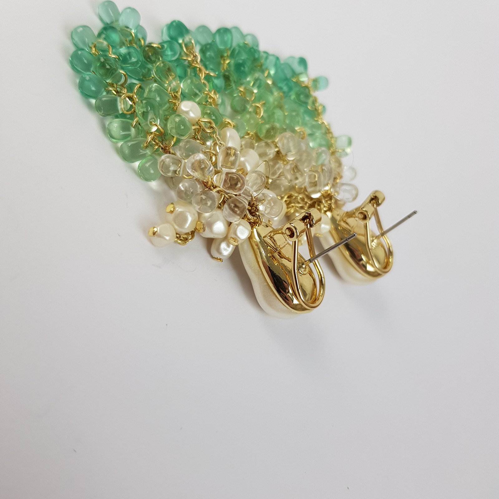 & Other Stories Waterfall Drop Earrings Sea Green Gradient Teardrop Beads