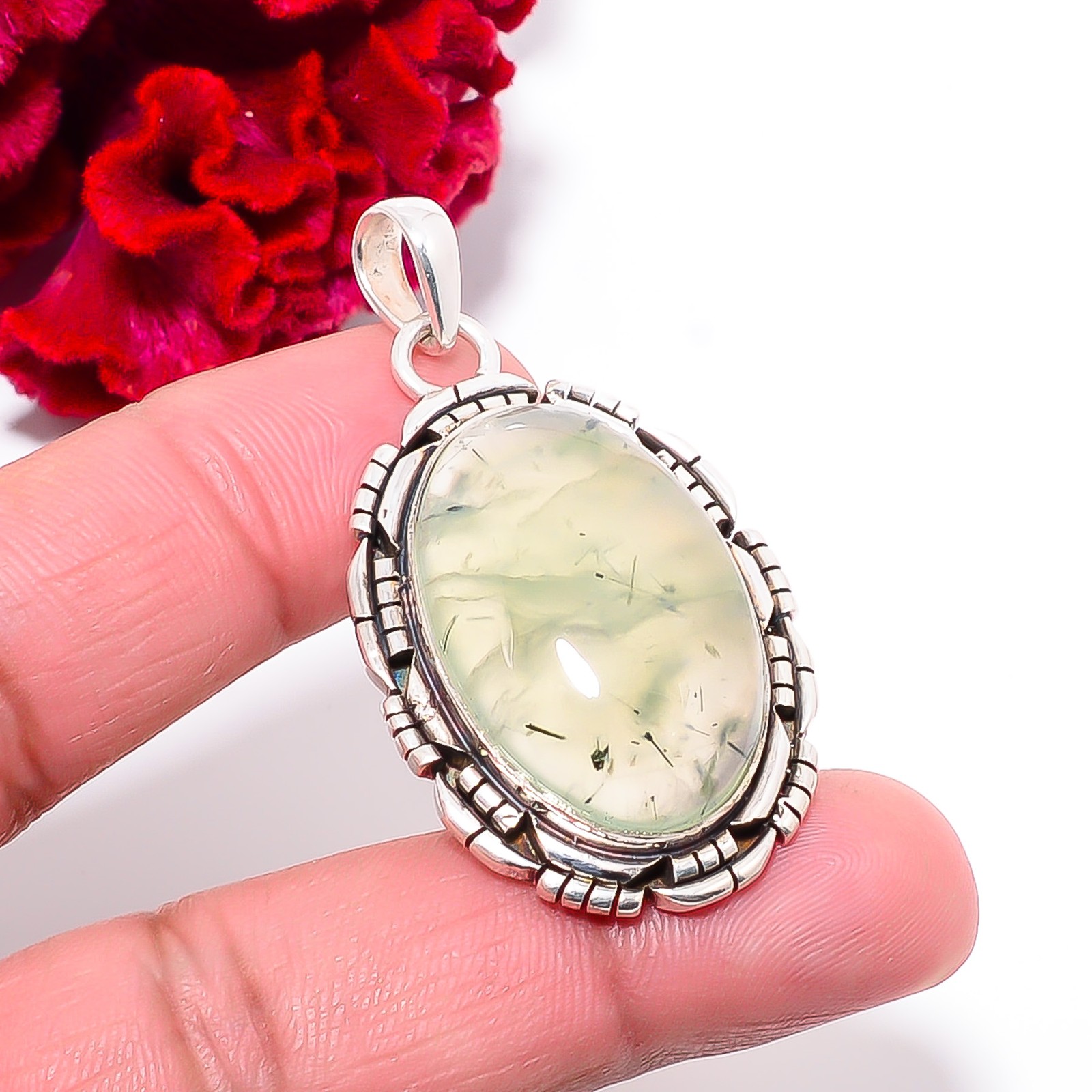 Prehnite – South Africa Gemstone 925 Sterling Silver Pendant 1.95″ P102157