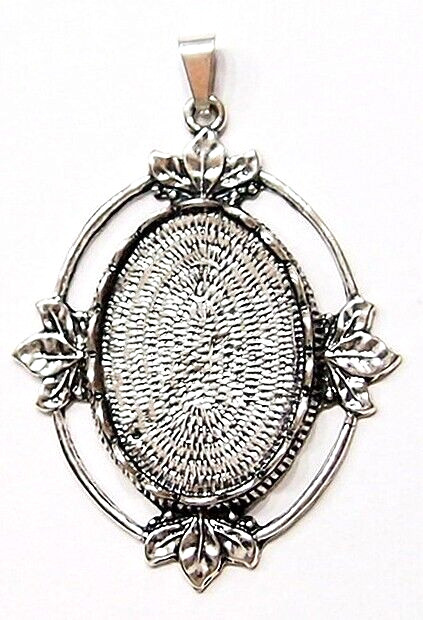 4 of 25x18mm Antique Silver Victorian Deco Style Scallop Leaf Pendants Settings