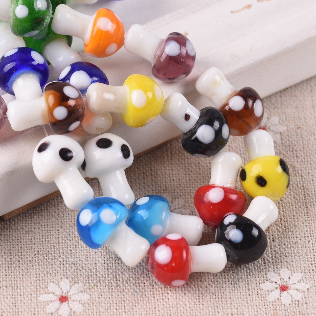 10pcs Mushroom 13x10mm 16x12mm 18x15mm Handmade Lampwork Glass Loose Beads