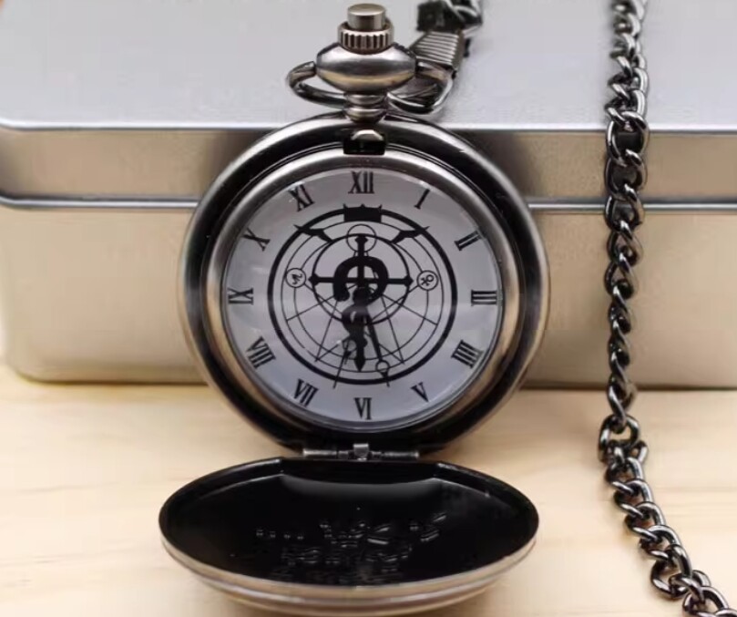 Anime Fullmetal Alchemist Edward Elric Snake Ring Necklace Pocket Watch 3pcs Set