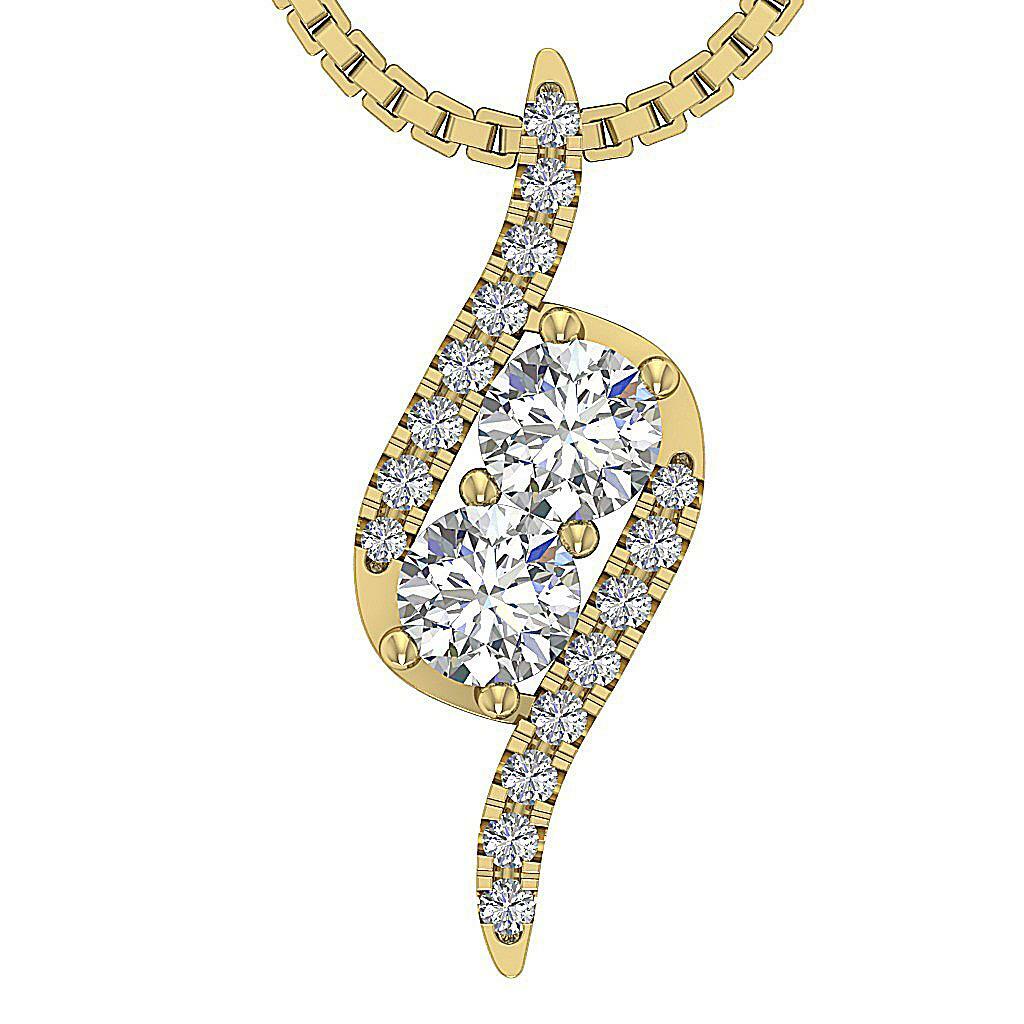 Forever Us Two Stone Fashion Pendant I1 G 0.50 Ct Natural Diamond 14K White Gold