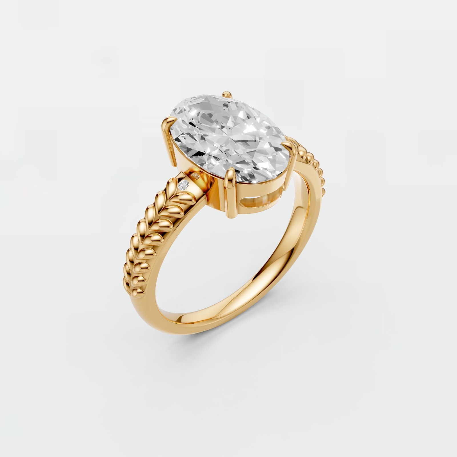 Three Stone Oval Lab Diamond Prong Set Solitaire Engagement Ring