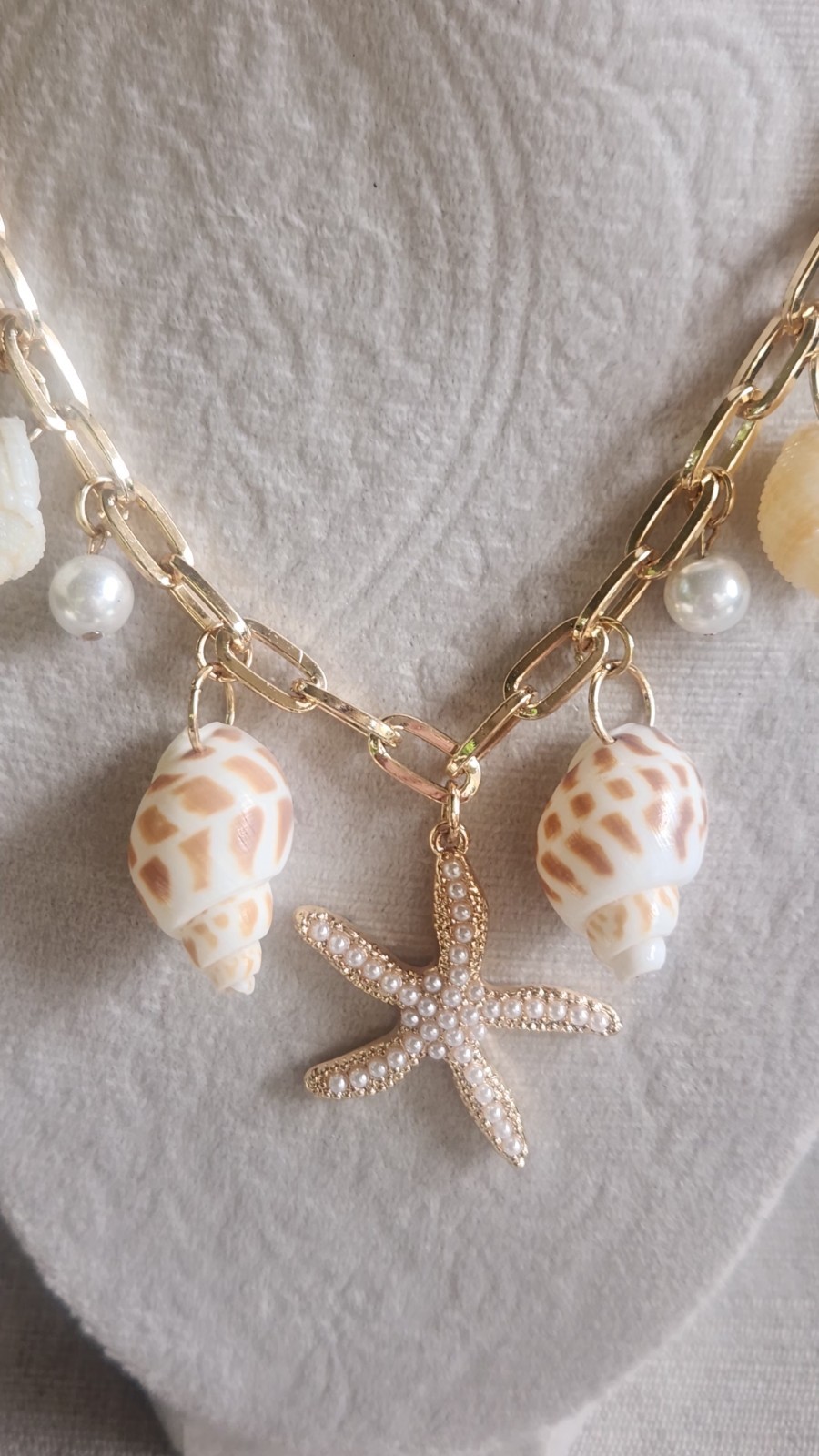NIB! Chic House of Harlow 1960 Natural Shell Starfish Charm Necklace 16″ + 3″