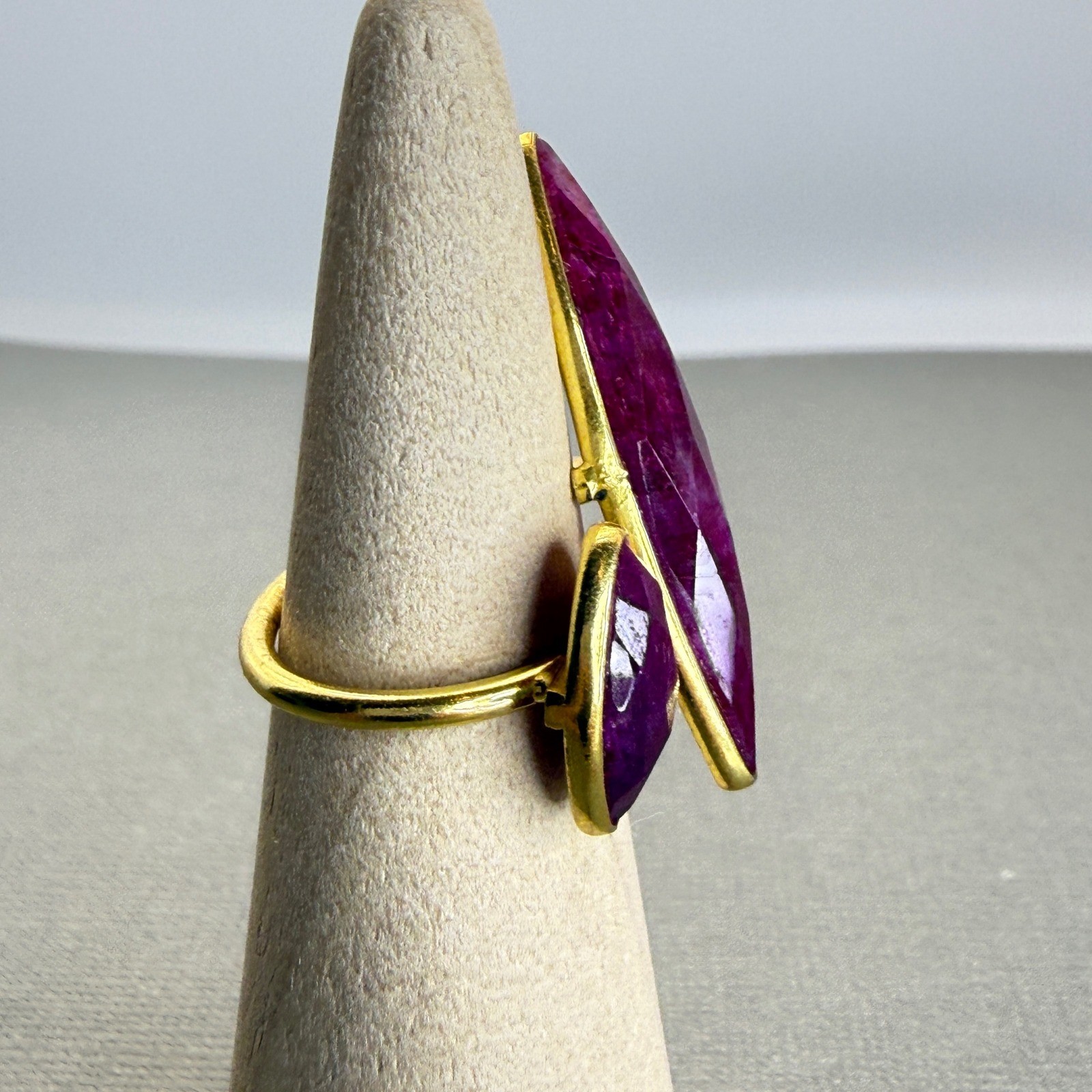 Gold Vermeil Sterling Silver Double Marquise Bypass Statement Ring