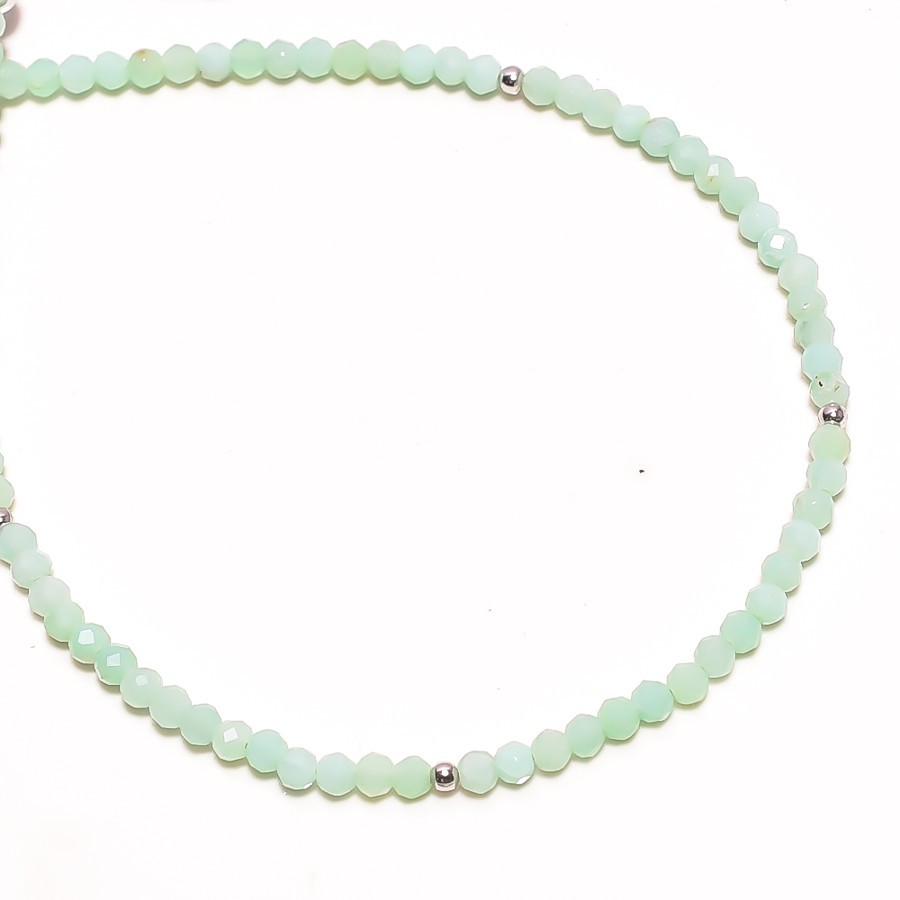 Natural Chrysoprase Gemstone Faceted Rondelle Beads Green Bracelet 7.5-9.5″