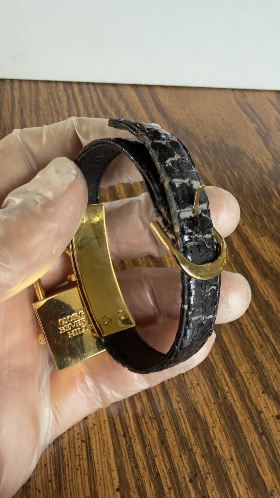 Giorgio Beverly Hills Padlock Watch Gold Tone Black Strap Quartz Tested Working