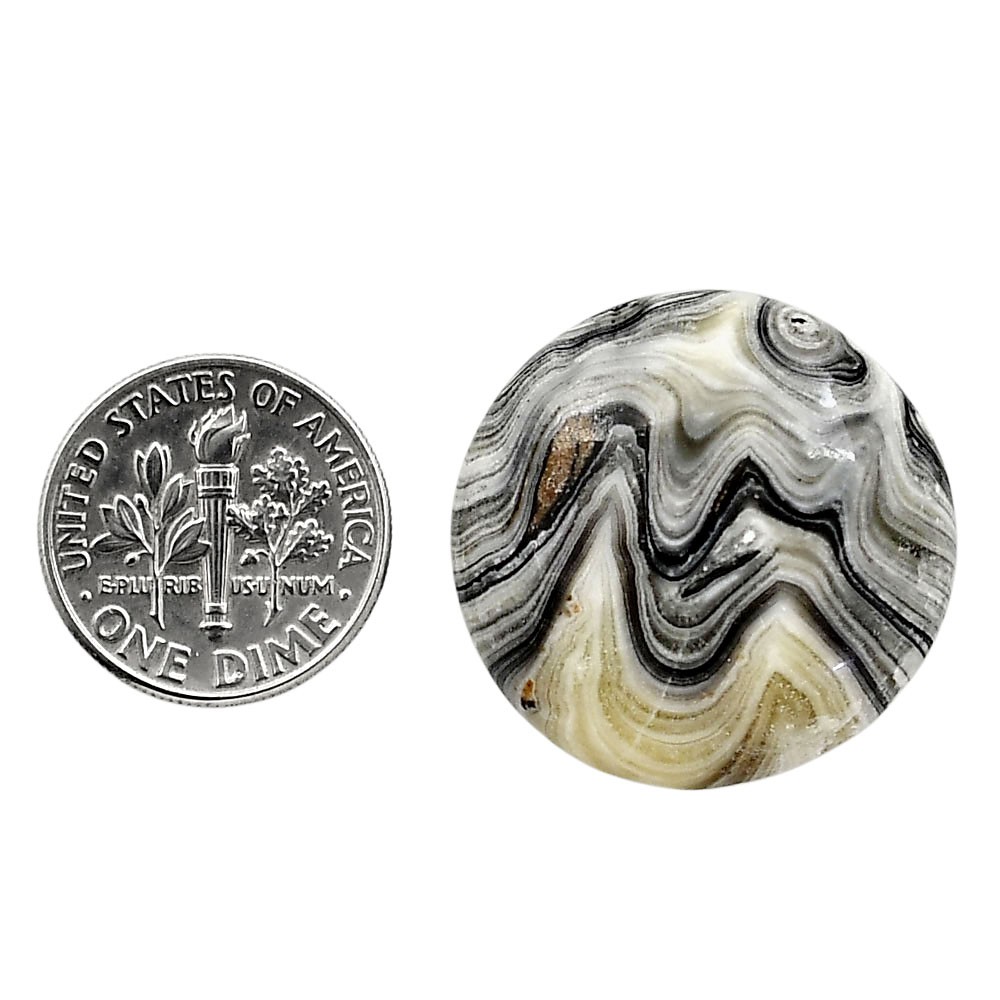 Natural Prairie Agate 25.1×25.5×5.5 mm Round Shape Polished Gemstone LS83-05084