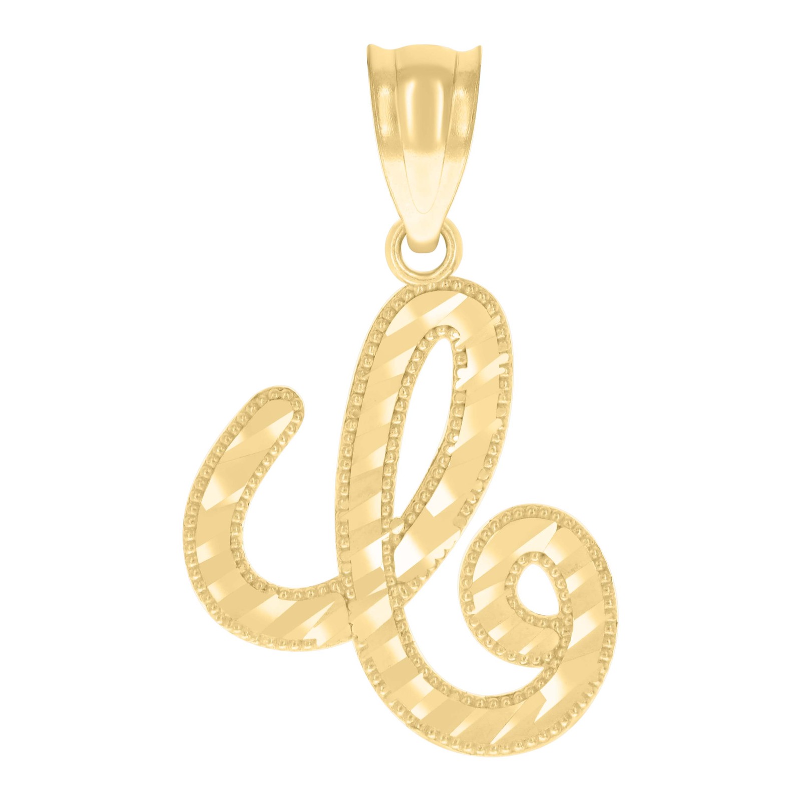 14k Yellow Gold Unisex Diamond-cut Initial Alphabet C Charm Pendant