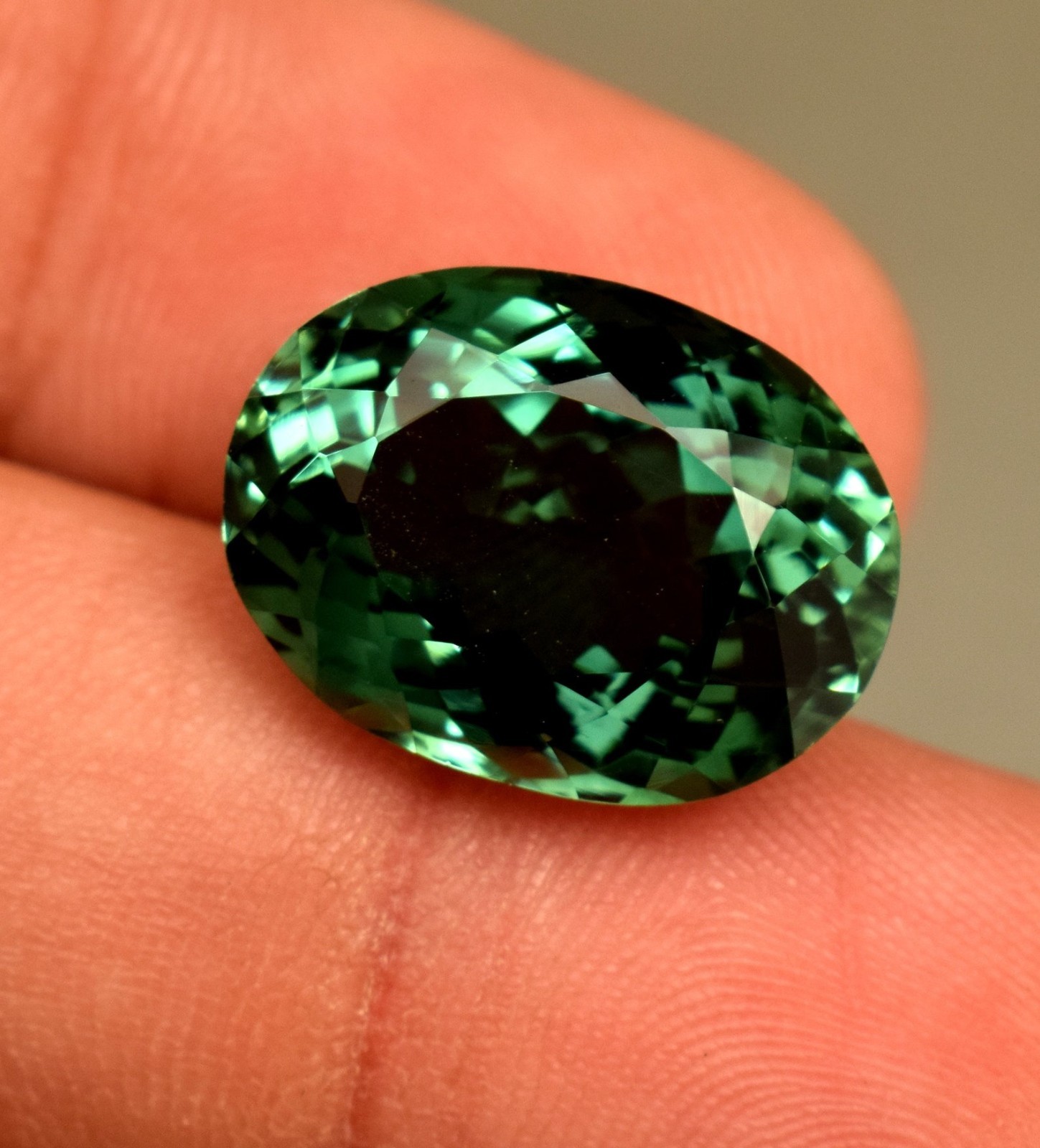 10 Ct Natural Certified Indicolite Green Tourmaline Oval Cut Loose Gemstone